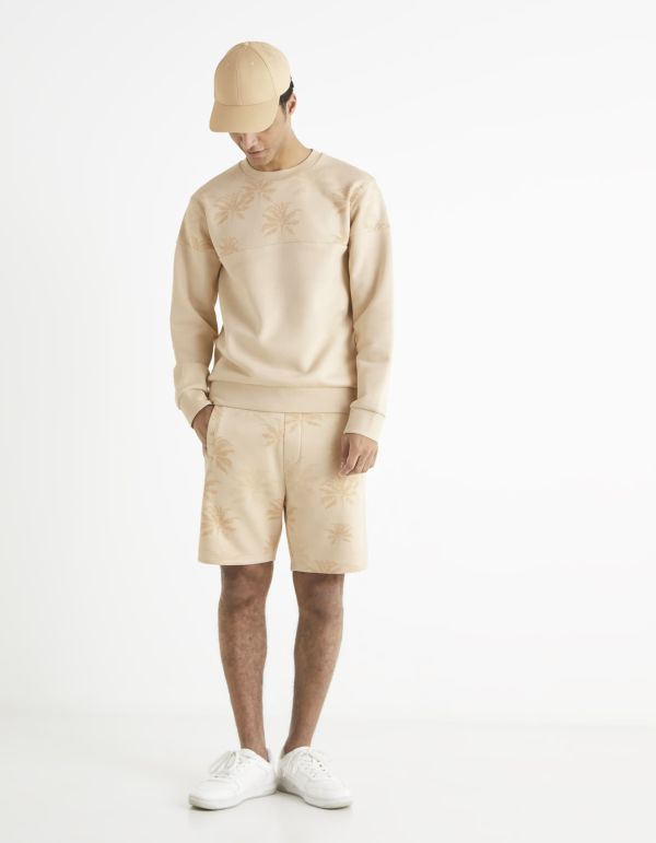 Bermuda taille élastiquée en coton mélangé