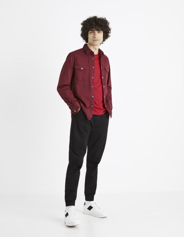 Chemise regular twill denim 100% coton - bordeaux