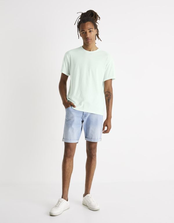 T-shirt col rond 100% coton - vert pastel