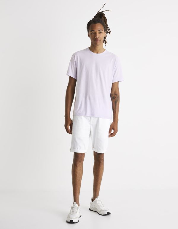 T-shirt col rond 100% coton - violet pastel