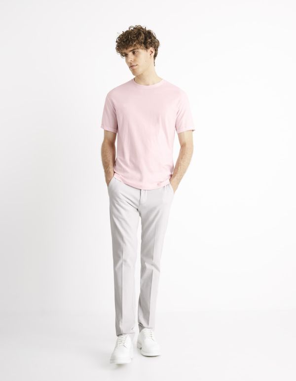T-shirt col rond 100% coton - rose pastel