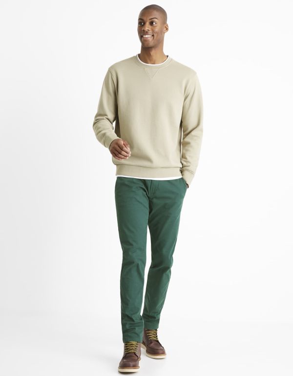 Sweat double col effet t-shirt coton mélangé - kaki