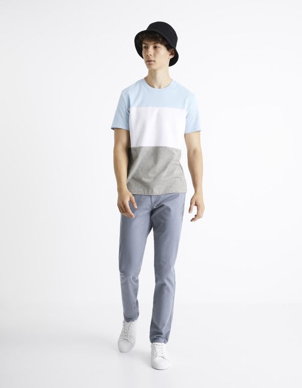 T-shirt col rond color block -vert