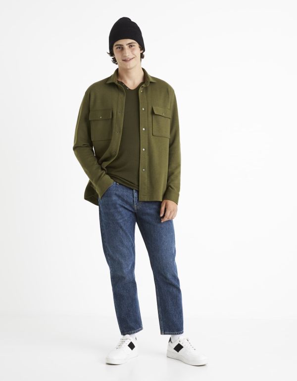 Pull col tunisien laine mélangé - kaki