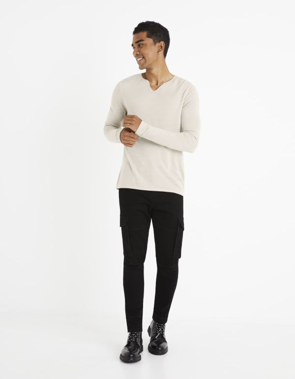 Pull col tunisien laine mélangé - sand