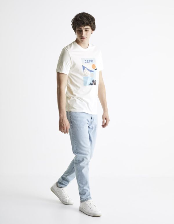 T-shirt col rond 100% coton - écru