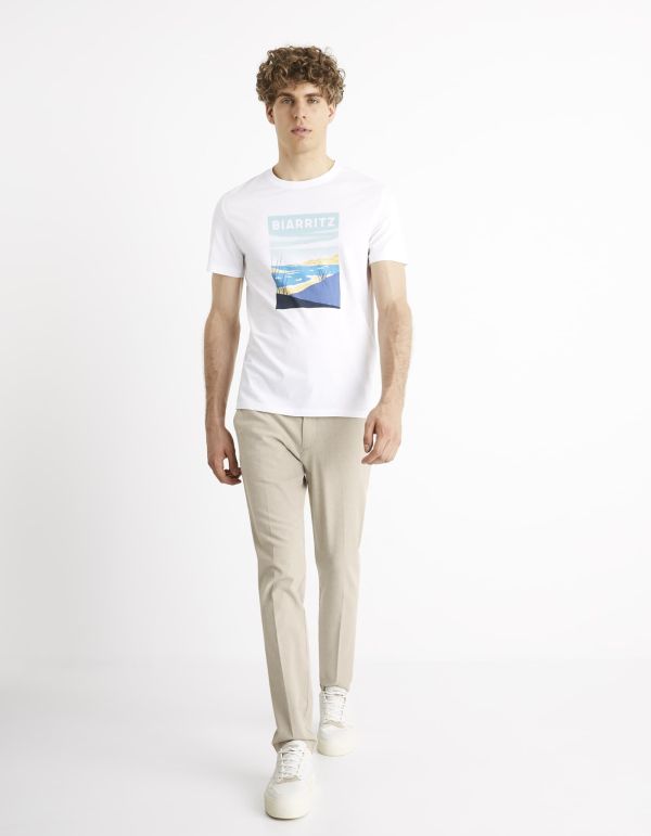 T-shirt col rond 100% coton - blanc