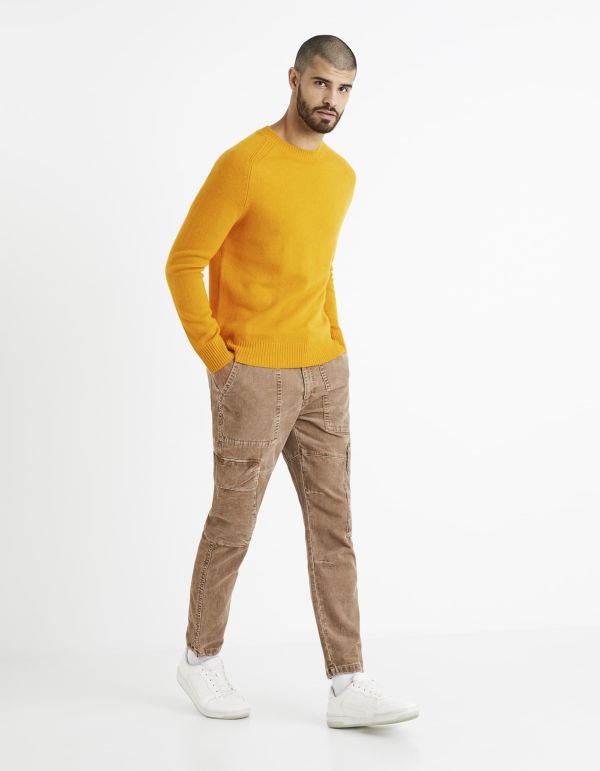 Pull col rond 100% lambswool - moutarde