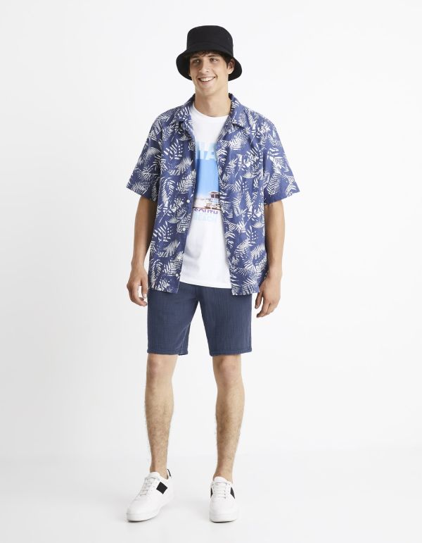 Bermuda 100% gaze de coton - marine