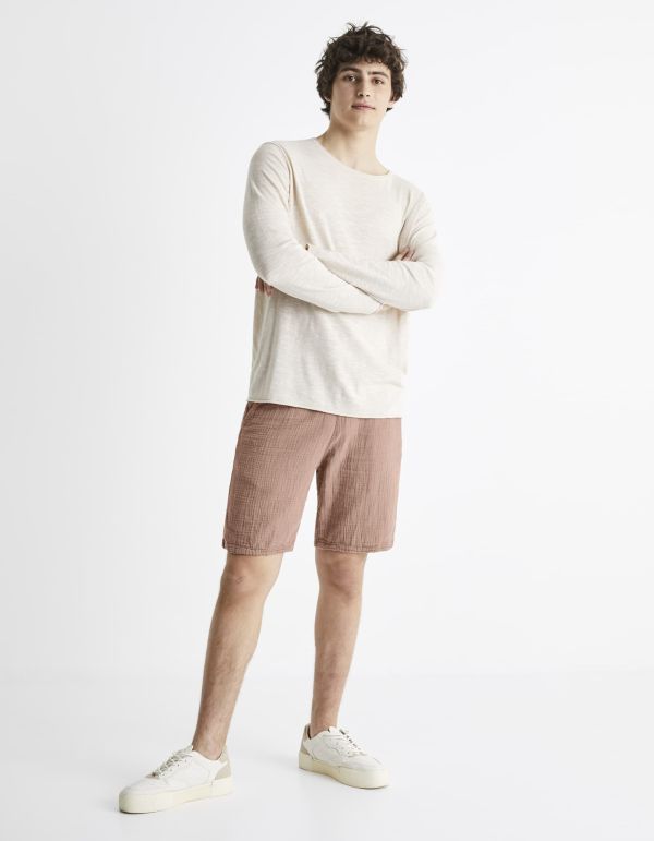 Bermuda 100% gaze de coton - rose