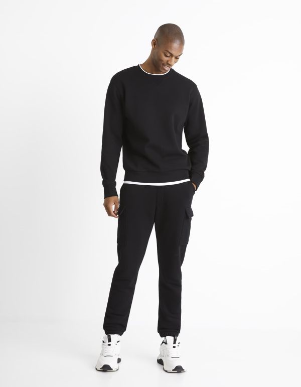 Jogging cargo coton mélangé - noir