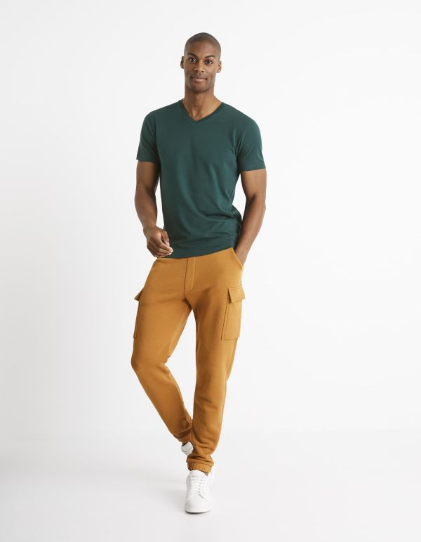 Jogging cargo coton mélangé - camel