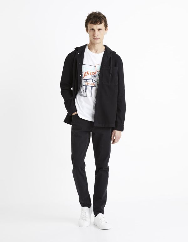 Surchemise à capuche en jean - noir