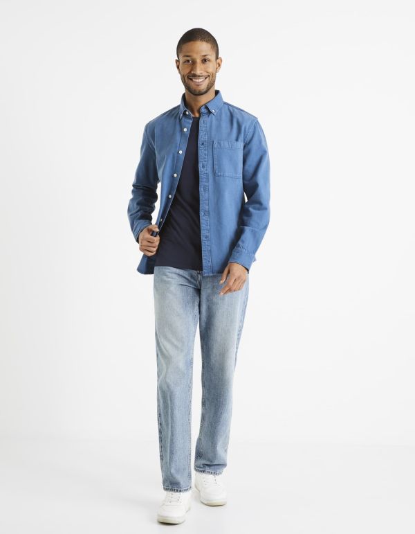 Chemise regular 100% coton - bleu