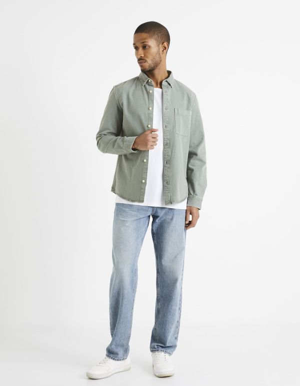 Chemise regular 100% coton - vert