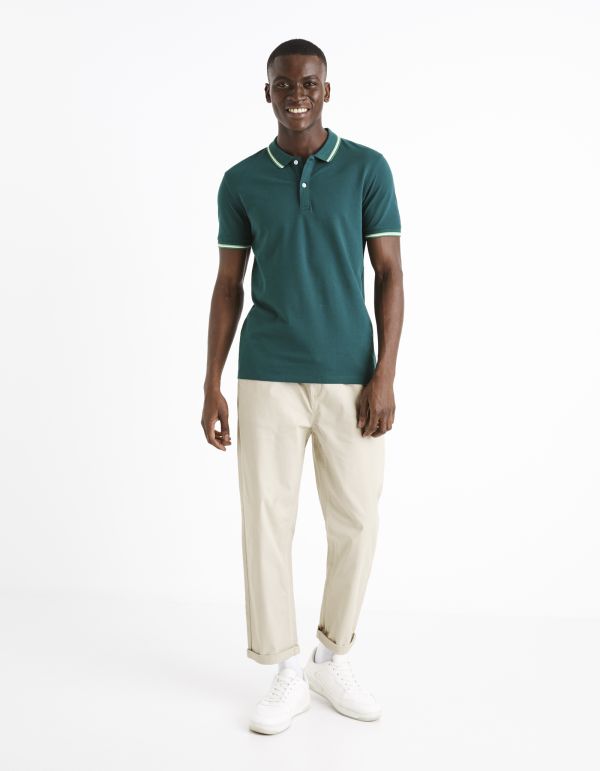 Polo piqué en coton elasthanne - vert