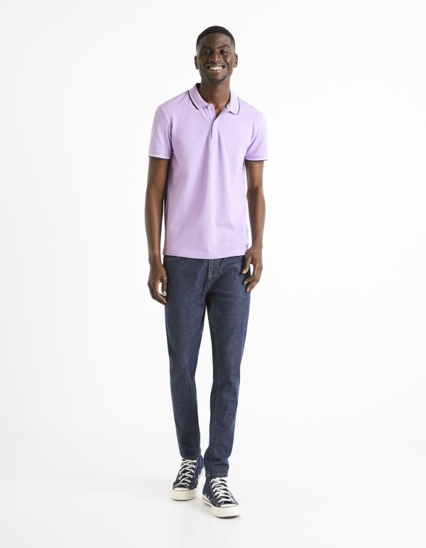 Polo piqué en coton elasthanne - parme