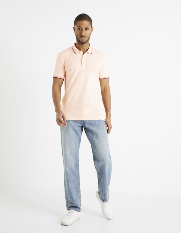 Polo piqué en coton elasthanne - rose