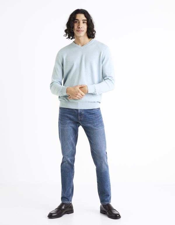 pull col rond 100% coton - bleu