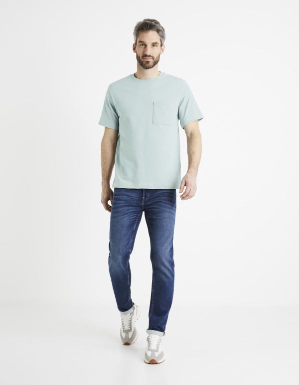 T-shirt col rond 100% coton - bleu