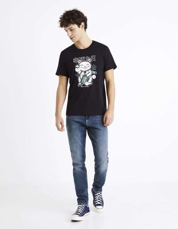 T-shirt col rond 100% coton - noir