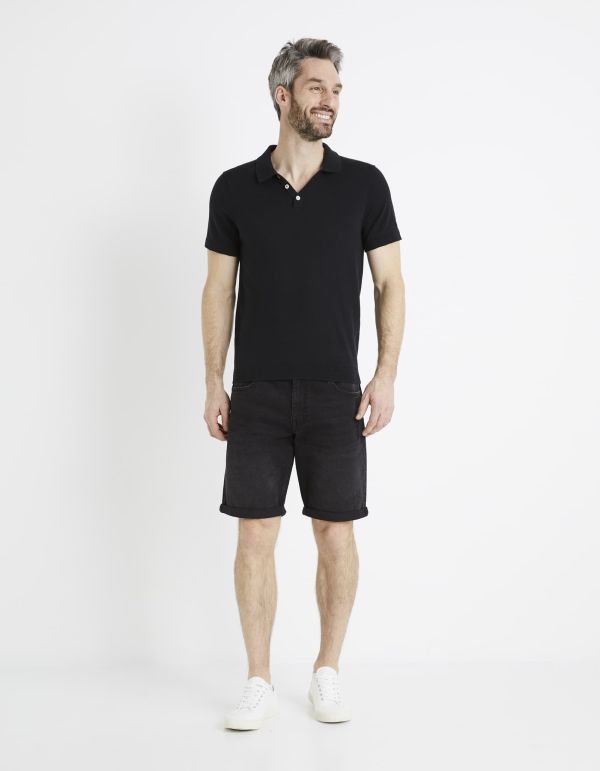 Polo en maille uni 100% coton - noir
