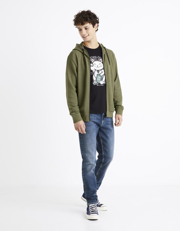 Sweat à capuche zippé - kaki