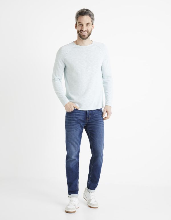 Pull fin en coton viscose - bleu ciel