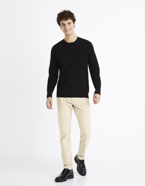 pull col rond 100% coton - noir
