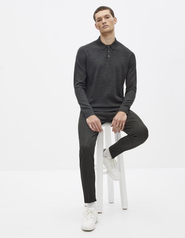 Pull col polo 100% laine mérinos extra fin