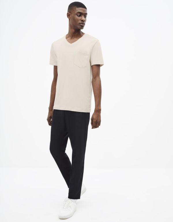 T-shirt col V coton mélangé