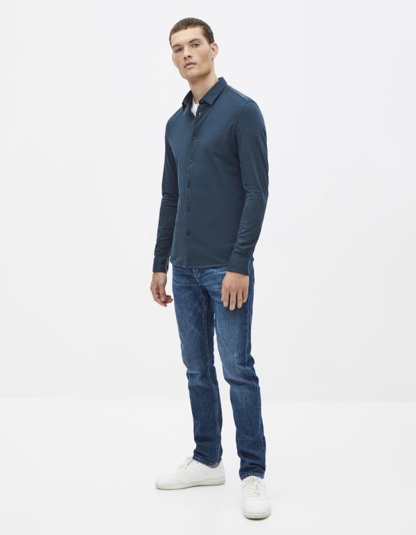 Chemise slim 100% coton maille piquée