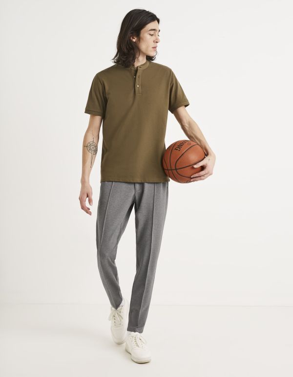 Polo col mao coton mélangé