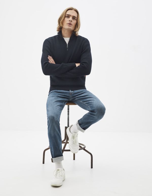 Pull col montant coton mélangé