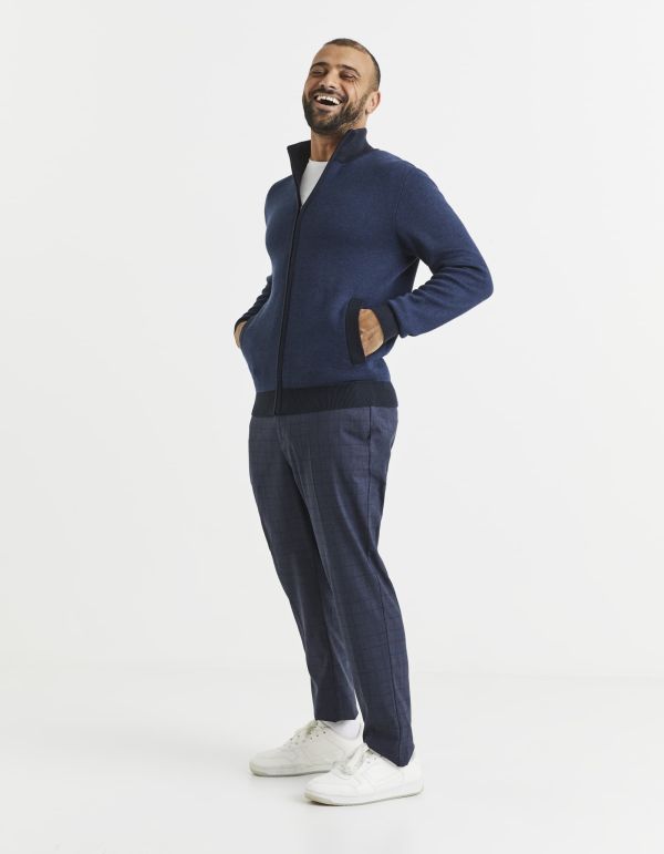 Cardigan zippé col montant coton mélangé