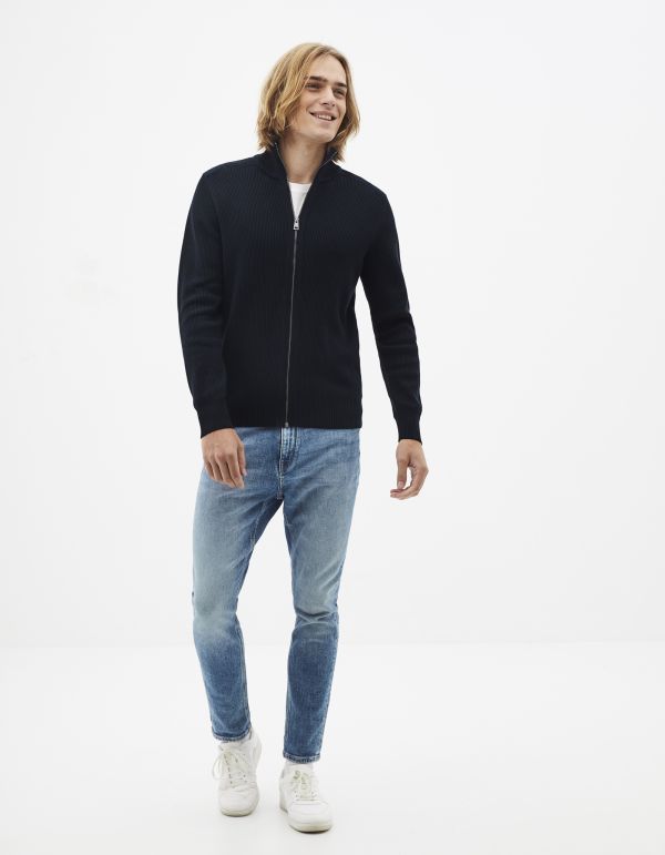 Cardigan col montant zippé 100% coton
