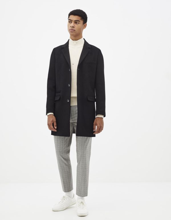 Manteau droit en laine mélangée