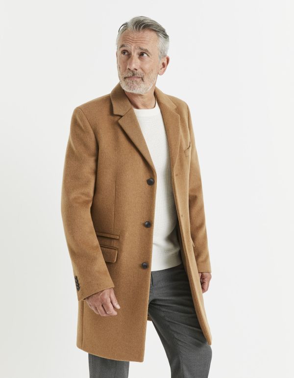 Manteau droit en laine mélangée