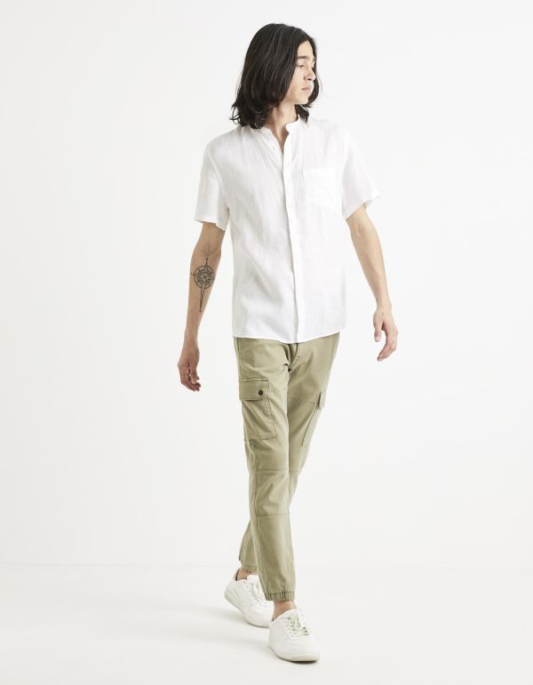 Chemise regular 100% lin col mao