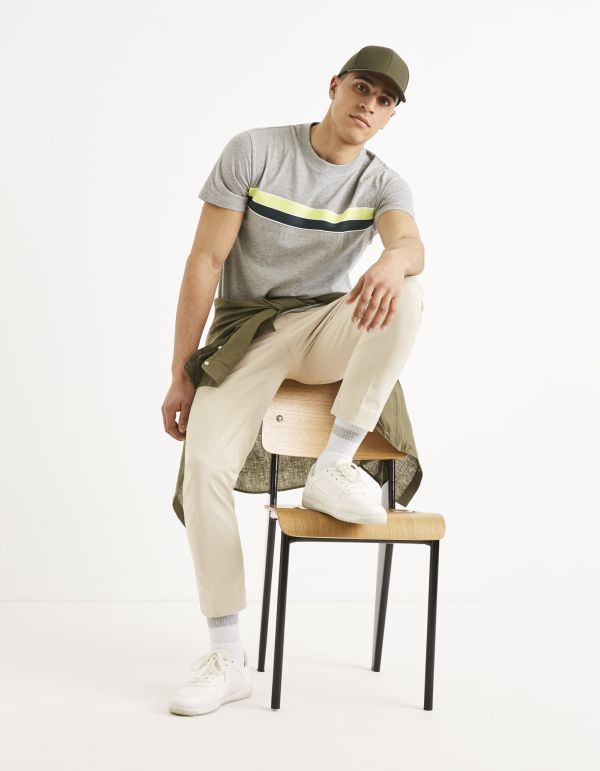 T-shirt col rond en coton mélangé