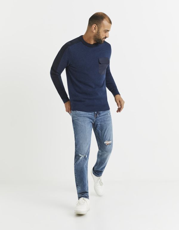 Pull col rond 100% coton