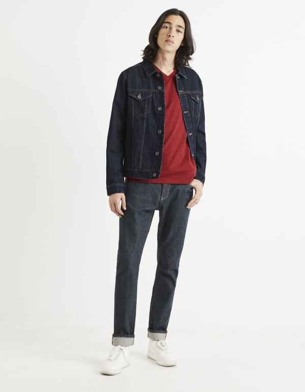 T-shirt col V coton mélangé