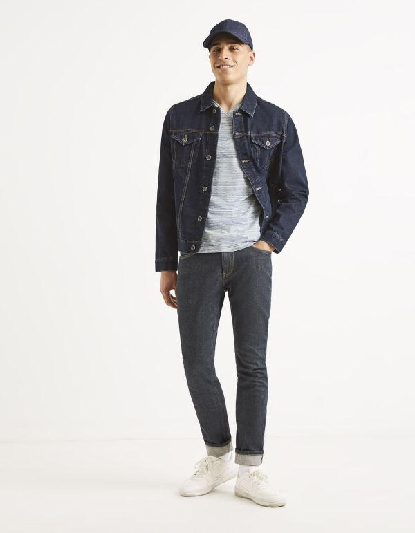 T-shirt col V coton mélangé