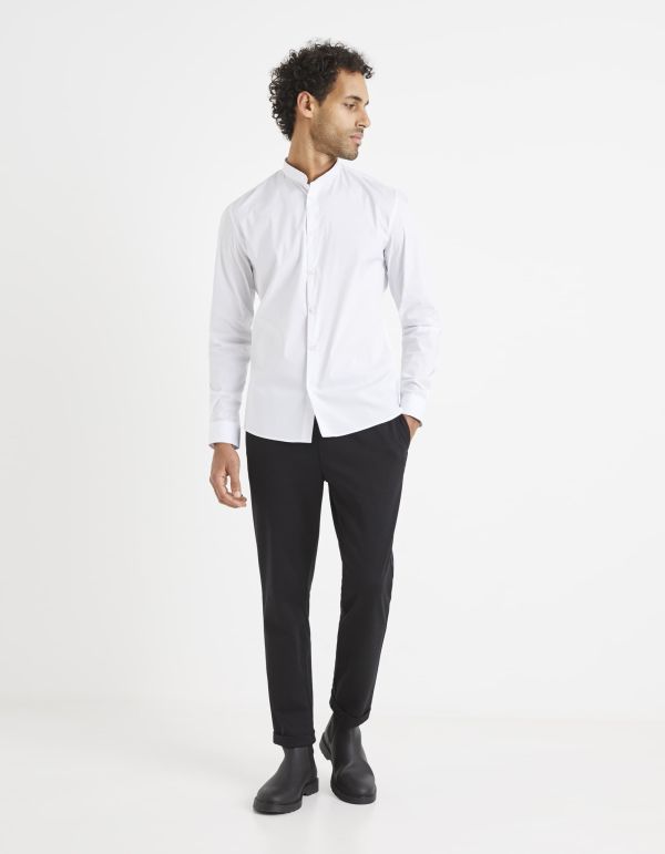 Chemise col mao en coton mélangé