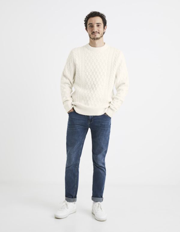 Pull col rond torsades