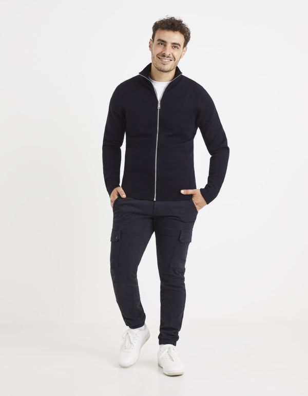 Cardigan zippé en laine mélangée
