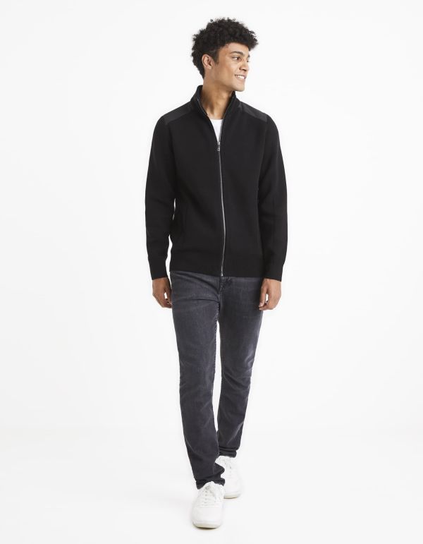 Cardigan col montant zippé 100% coton