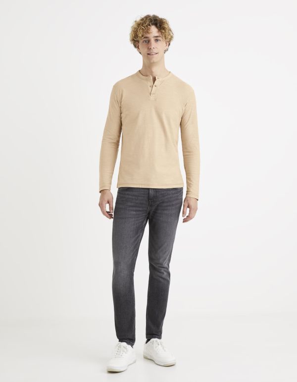 T-shirt col tunisien 100% coton