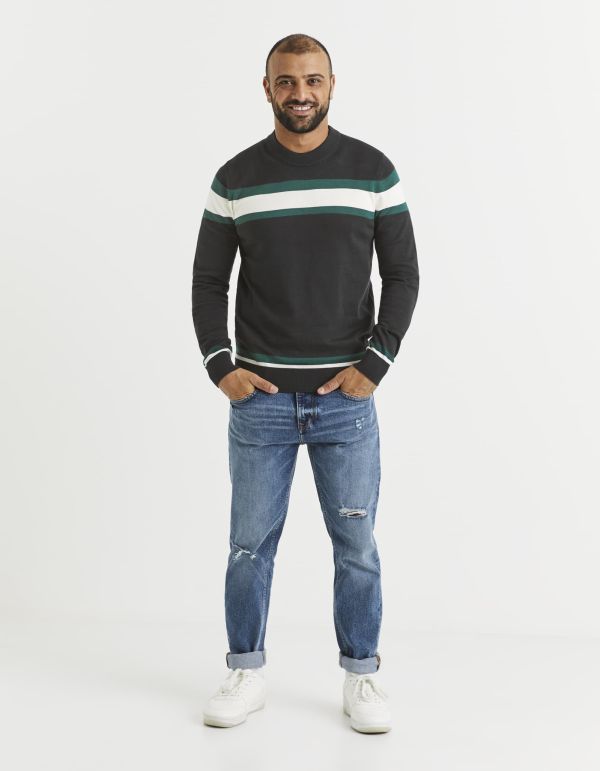 Pull col rond coton mélangé