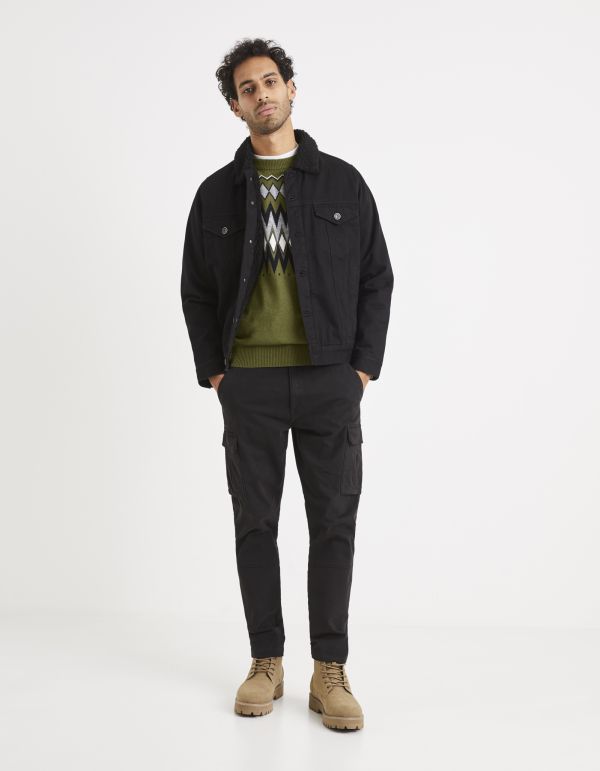 Pull col rond jacquard 100% coton